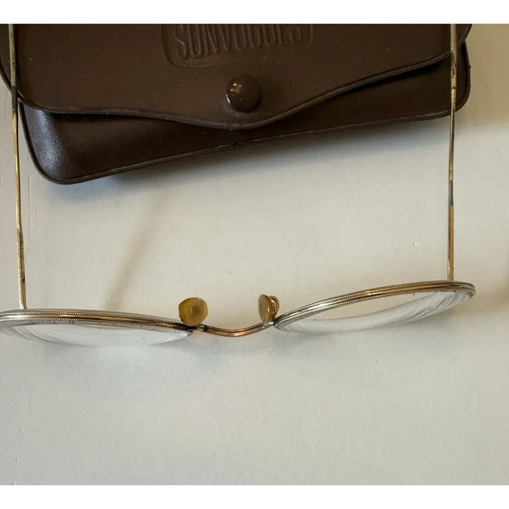 VTG American Optical Ful-Vue 12K GF Wire Rim Eyeglass Frames Cable Temples &Case
